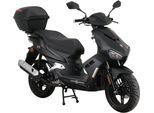 Motorroller ALPHA MOTORS "Mustang FI", schwarz (mattschwarz), Motorroller, 25 km/h, mit USB-Anschluss und Lenkerschloss, sportliches Design, B:67cm H:114cm L:193cm