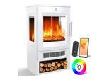 KESSER® Elektrokamin mit Heizung Panorama-Sichtfenster Heizlüfter 9 LED-Flammeneffekt Farbmodi Fernbedienung WiFi App 900/1800W Kaminfeuer elektrisch Elektro Kamin mit Thermostat Heizfunktion Timer
