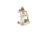 Moni Kinder-Spielzeugputzwagen W10D787 Holz Besen Mopp Schwamm Bürste mit Räder beige