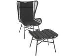 MCW Poly-Rattan SET G17B Anthrazit , Kunststoff , 68x103x70 cm , Gartenmöbel, Gartensessel, Gartenstühle