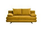 Carryhome Schlafsofa, Senfgelb, Kunststoff, 2-Sitzer, Füllung: Schaumstoff, 196x74x90 cm, Stoffauswahl, Liegefunktion, Rücken echt, Wohnzimmer, Sofas & Couches, Schlafsofas, Schlafsofas mit Bettkasten