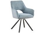 Hom`in Armlehnstuhl, Hellblau, Metall, Textil, Drehkreuz, 60x85x63 cm, Stoffauswahl, inklusive Armlehnen, Sitzfläche 180° drehbar, automatische Rückholfunktion, Esszimmer, Stühle, Esszimmerstühle, Armlehnenstühle