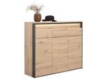 Voleo Schuhschrank, Schwarz, Eiche Artisan, Holzwerkstoff, 6 Fächer, 3 Schublade(n) Schubladen, 126x106x38 cm, Beimöbel erhältlich, Garderobe, Schuhaufbewahrung, Schuhschränke