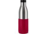 Trinkflasche EMSA "Bludrop Sleeve", rot (dunkelrot), H:26cm, Edelstahl, Silikon, Trinkflaschen, Trinkflasche, Edelstahl/Silikon, Quick-Press, 12h warm/24h kühl