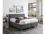 Boxspringbett "Florenz in den Breiten 160x200, 180x200cm & 200x200cm", anthrazit, B:195cm L:210cm, WESTFALIA SCHLAFKOMFORT, Komplettbetten, Boxspringbett, Verchromte Metallfüße, die die Kopfteilform aufgreifen