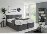 Boxspringbett "Dublin, wahlweise mit Topper in verschiedenen Härtegraden erhältlich", anthrazit, B:175cm L:210cm, WESTFALIA SCHLAFKOMFORT, Komplettbetten, Boxspringbett, mit schöner Kopfteilversteppung