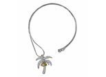 Kette mit Anhänger STEUER "Palmenanhänger an Kette", silber (silbergrau), Halsketten, Damen, 80,5cm, Metall, L: 75 B: 42mm, glänzend, B:42mm