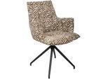 Novel Armlehnstuhl , Braun, Weiß , Metall, Textil , Tiger , Rundrohr, Drehkreuz , 59x89.5x63 cm , Stoffauswahl, Sitzfläche 360° drehbar, automatische Rückholfunktion , Esszimmer, Esszimmerserien