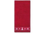 Handtuch DYCKHOFF "Schneemann", rot (granat), B:50cm L:100cm, Frottier, Frottier, Handtücher, Made in Germany