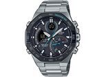 Smartwatch CASIO EDIFICE, silber (türkis, schwarz, silberfarben, silberfarben), Smartwatches, Herren, Smartwatch, Solaruhr,Armbanduhr,Herrenuhr,Stoppfunktion,Edelstahlarmband,Bluetooth