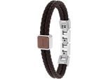 Lederarmband JOOP "2038036", braun (edelstahlfarben, braun), Armbänder, Herren, 21,5cm, Edelstahl Leder, Edelstahl, Leder, Lederarmband