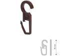 Faltenclip LIEDECO, braun (nussbaum), H:3,5cm Ø:1cm, Kunststoff, Gardinenbefestigungen, Faltenlegehaken, für Gardinenringe Öse 10 mm