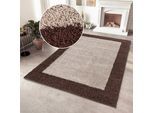 Hochflor-Teppich OTTO HOME "Liams" Gr. 3, beige (taupe), B:120cm H:30mm L:180cm, Kunstfaser, Teppiche, mit Bordüre, besonders weich und kuschelig, Wohnzimmer, Schlafzimmer