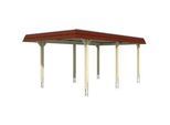 Einzelcarport SKANHOLZ "Wendland", braun (eiche hell), B/H/T: 362cm x 206cm x 628cm, Carports, mit EPDM-Dach, rote Blende