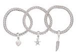 Armband Set LASCANA, Damen, Gr. Metall, silber (silberfarben), Armbänder, elastisch, Armbänder mit Anhänger, Herz, Stern, Feder, Armketten Set