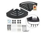 Intirilife Duschablage mit 2 Haken (2tlg-Set) , Schwarz , Metall , 22.5x4.5x30.5 cm , Badezimmer, Baden & Duschen, Duschregale & Duschablagen