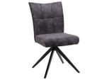 Hom`in Stuhl, Schwarz, Dunkelgrau, Metall, Textil, Drehkreuz, 47x92x66 cm, Bsci, Stoffauswahl, Sitzfläche 360° drehbar, Esszimmer, Stühle, Esszimmerstühle