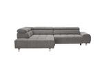 Hom`in Ecksofa, Dunkelgrau, Metall, 4-Sitzer, Ottomane links, L-Form, 295x201 cm, Stoffauswahl, seitenverkehrt erhältlich, Rücken echt, Wohnzimmer, Sofas & Couches, Wohnlandschaften, Ecksofas