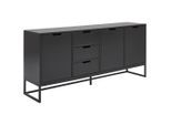 Novel Sideboard , Anthrazit, Schwarz , Metall, Holzwerkstoff , 3 Fächer , 3 Schublade(n) Schubladen , 180x79x40 cm , Bsci , Beimöbel erhältlich, stehend , Kleinmöbel, Kommoden, Sideboards