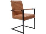 Ambia Home Armlehnstuhl, Schwarz, Cognac, Metall, Leder, Echtleder, Büffelleder, eckig, C-Form, 55x91x64 cm, inklusive Armlehnen, abwischbar, Esszimmer, Stühle, Esszimmerstühle, Armlehnenstühle
