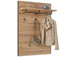 Voleo Garderobenpaneel, Schwarz, Eiche Artisan, Holzwerkstoff, 88x126x32 cm, Aufhängemöglichkeit, Hutablage, Kleiderstange, Garderobe, Garderoben-Sets & Garderoben-Serien, Garderoben-Serien
