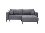 Carryhome Ecksofa, Dunkelgrau, Metall, 2-Sitzer, Füllung: Schaumstoff, seitenverkehrt montierbar, L-Form, 226x155 cm, Liegefunktion, Schlafen auf Sitzhöhe, Rücken echt, Wohnzimmer, Sofas & Couches, Wohnlandschaften, Ecksofas