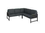 Ambia Garden Loungegarnitur, Natur, Dunkelgrau, Metall, Kunststoff, Textil, Füllung: Polyester,Schaumstoff, Eckteil, L-Form, 195x192 cm, Loungemöbel, Gartenlounge-Sets