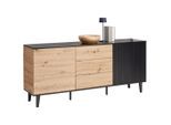 Xora Sideboard, Schwarz, Eiche Artisan, Metall, Holzwerkstoff, 2 Fächer, 3 Schublade(n) Schubladen, 178x78x40 cm, Bsci, Beimöbel erhältlich, stehend, Wohnzimmer, Kommoden & Sideboards, Sideboards