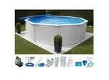 Rundpool KWAD "SUPREME weiß mit Sicherheitsleiter und Zubehör", weiß, H:132cm Ø:460cm, Schwimmbecken, Rundpool, inkl. Bodenisolation & Wasserpflege-Set, versch. Größen