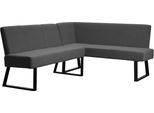 Eckbank OTTO HOME "Gladiole", grau (anthrazit), B:202cm H:84cm T:61,5cm, Polyester, Sitzbänke, Eckbank, mit Taschenfederkern, schwarzes Metallgestell, Breite 190 cm