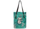Umhängetasche DOGO "Tall Bag Damen Schultertasche Koala Hug Damen Schultertasche", Mädchen, Gr. B/H/T: 40cm x 34cm x 10cm onesize, grün, Kunstleder, Taschen Umhängetasche, Handgefertigt