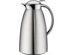 Isolierkanne ALFI "GUSTO, mit Hartglaseinsatz", silber (stainless steel mat), B:14,2cm H:20,4cm Ø:17,7cm, Edelstahl, Glas, Kunststoff, Silikon, Kannen, Isolierkanne, 12h heiß & 24 kalt, Drehverschluss mit bequemem Druckknopf