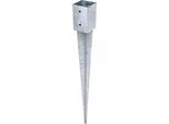 Einschlag-Bodenhülse ALBERTS, grau (feuerverzinkt), B:9,1cm T:9,1cm, Stahl, Bodenanker, feuerverzinkt, 91 x 91 mm, Gesamtlänge 900 mm