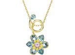 Kette mit Anhänger SWAROVSKI "Schmuck Geschenk Idyllia Anhänger Blume", gold (gelbgoldfarben, blau, gelb, lila), Halsketten, Damen, Metall, L: 49, mit Swarovski Kristall