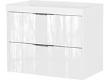 Waschtisch GERMANIA "Bisbee", weiß (weiß, weiß), B:80cm H:58cm T:45cm, Glas, Holzwerkstoff, Waschtische, Waschtisch, Waschtisch mit Glasfront in verschiedenen Breiten