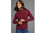 Strickpullover LAURA SCOTT, Damen, Gr. 44, rot, Strick, Obermaterial: 50% Viskose, 26% Polyamid, 24% Polyester, unifarben, lässig geschnitten hüftlang, Rundhals, Raglanärmel, Pullover Strickpullover, kuscheliger Winterstrick mit Knopfdetail und Stehkragen