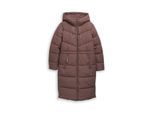TOM TAILOR DENIM Damen Puffer-Mantel mit Kapuze, braun, Uni, Gr. M
