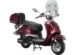Motorroller ALPHA MOTORS "Firenze Limited", rot (weinrot, schwarz), Motorroller, 25 km/h, im Retro-Look, B:85cm H:108,5cm L:189cm