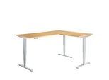 Winkelschreibtisch AERO FLEX, elektrisch höhenverstellbar, 90° Winkel, T-Fuss, B 2000 x T 1600 mm, Buche/weissalu + Memorypanel