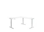 Winkelschreibtisch AERO FLEX, elektrisch höhenverstellbar, 90° Winkel, T-Fuss, B 2000 x T 2000 mm, weiss/weissalu + Memorypanel