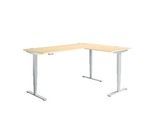 Winkelschreibtisch AERO FLEX, elektrisch höhenverstellbar, 90° Winkel, T-Fuss, B 2000 x T 1600 mm, Ahorn/weissalu + Memorypanel