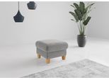 Polsterhocker HOME AFFAIRE "Rochelle", grau (hellgrau), B:58cm H:47cm T:58cm, 100% Polyester, Hocker, Polsterhocker, Massive 12 cm Holzbeine