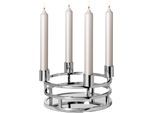 Tablett FINK "MODENA, Spiegeltablett", silber (silberfarben), H:13,5cm Ø:28,5cm, Aluminium, Edelstahl, Glas, Tabletts, Kranz f. Stabkerzen, Kerzentüllen demontierbar, Ø 28,5 cm