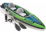 Zweierkajak INTEX "Challenger K2", bunt (schwarz, grün, blau), KleinbooteB:76cm H:38cm L:351cm, B:76cm H:38cm L:351cm