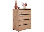 Carryhome Kommode , Anthrazit, Eichefarben , Holzwerkstoff , 4 Schubladen , 80x103x48 cm , Beimöbel erhältlich, stehend , Kleinmöbel, Kommoden,