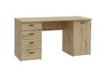 Schreibtisch FORTE "Goldsboro", braun (artisan eiche, artisan eiche), B:145,2cm H:75,3cm T:60cm, Tische, mit 4 Schubladen, Soft-Close, Metallgriffe in schwarz, Breite 145 cm