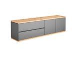 Xora Lowboard , Graphitfarben, Eiche Artisan , Holzwerkstoff , 1 Fächer , 2 Schublade(n) Schubladen , 184x54x42 cm , Typenauswahl, Beimöbel erhältlich, stehend , Wohnzimmer, TV Möbel, Lowboards, Lowboards stehend