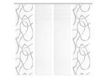 Flächenvorhang , Weiß, Grau Hochglanz , Textil , Graphik , 60x260 cm , Oeko-Tex® Standard 100 , mit Beschwerungsstab, mit Flauschband, Öffnung für Beschwerungsstab, mit Paneelwagen , Heimtextilien, Vorhänge, Flächenvorhänge