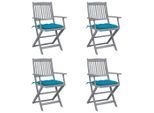 vidaXL Klappbare Gartenstühle 4 Stk. mit Kissen Massivholz Akazie