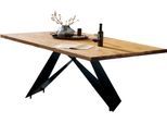 Esstisch SIT, natur, schwarz, schwarz, natur, B:240cm H:76,4cm T:100cm, Teak, Metall (Eisen), Tische, Esstisch, Cross Base Gestell